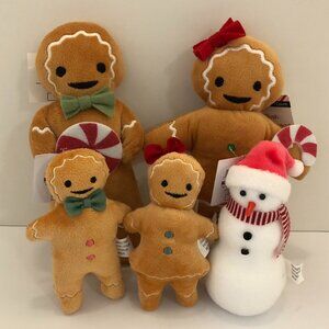 Target Bullseye Playground Christmas Gingerbread Plush Family & Snowman Set of 5